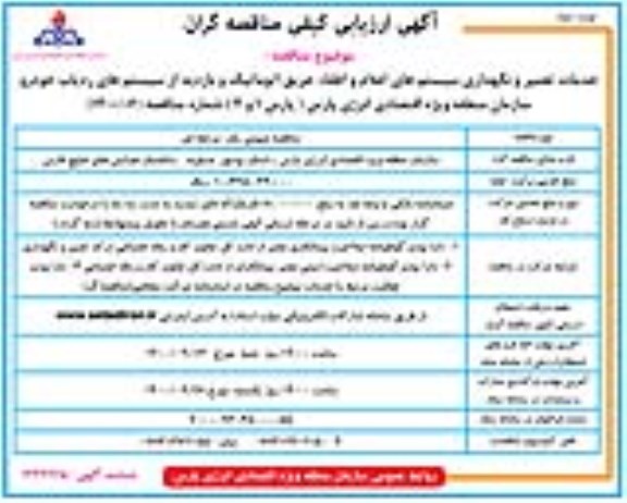 ارزیابی کیفی خدمات ترمیم و نگهداری سیستم های اعلام و اطفا حریق اتوماتیک نوبت دوم 