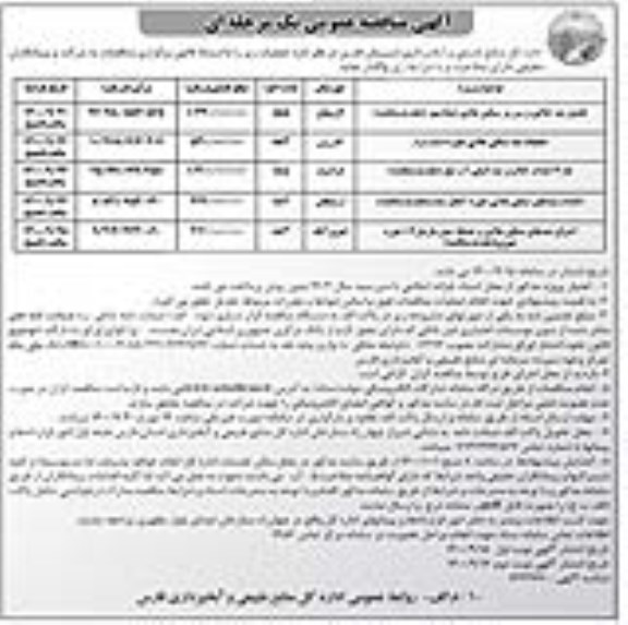 مناقصه تکمیل بند خاکی و سرریز سنگی ملاتی 