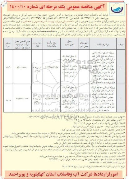 مناقصه پروژه اجرایی شبکه داخلی روستای و...