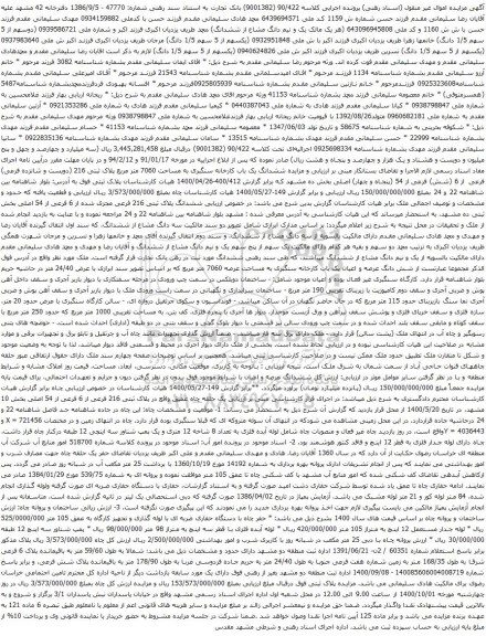 آگهی مزایده ششدانگ یک باب کارخانه سنگبری به مساحت 7060 متر مربع پلاک ثبتی 216