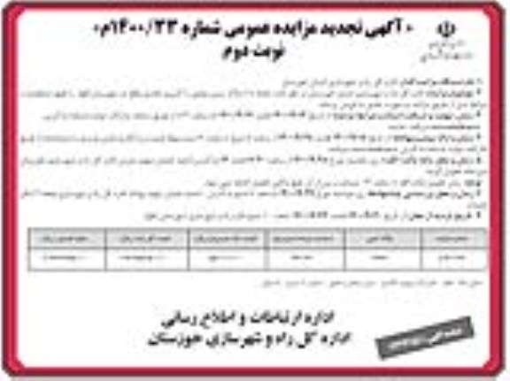 مزایده فروش یک پلاک زمین دولتی با کاربری تجاری