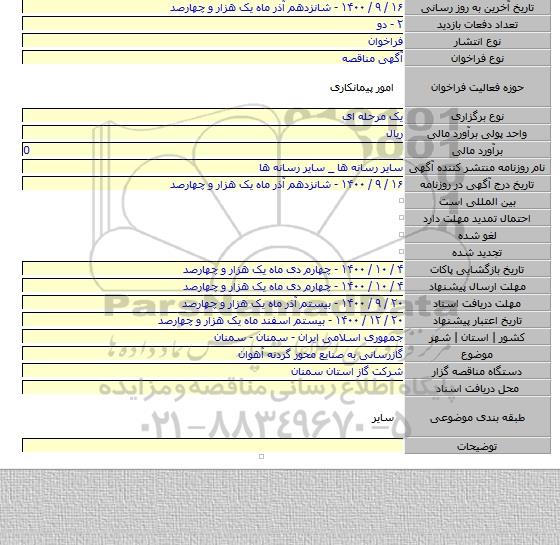 گازرسانی به صنایع محور گردنه آهوان