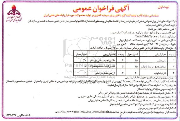 فراخوان عمومی هوزهای شناور مربوط به گوی شناور و...