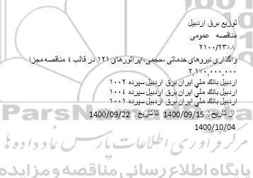مناقصه واگذاری نیروهای خدماتی ،حجمی،اپراتورهای 121 در قالب 4 مناقصه مجزا 