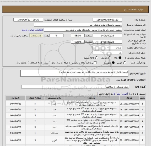 استعلام لیست کامل اقلام به پیوست می باشد(لطفا به پیوست مراجعه نمایید)