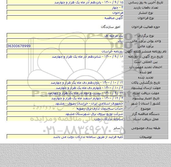 احداث ساختمان اداری برق رضویه