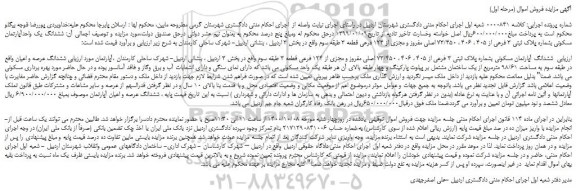 مزایده،مزایده فروش  ششدانگ آپارتمان مسکونی بشماره پلاک ثبتی 3 فرعی از 405 ، 406 ، 73/450 اصلی مفروز و مجزی از 124 فرعی 