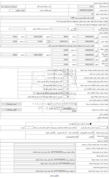 مزایده ، فروش یک دستگاه پژو پارس مدل 1395 سفید رنگ 