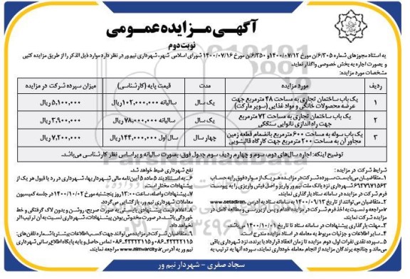 مزایده اجاره ساختمان تجاری....  - نوبت دوم