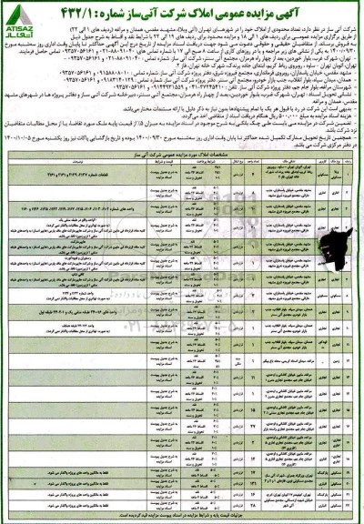 مزایده،مزایده فروش تعدادی محدودی از املاک خود کاربری مسکونی و تجاری
