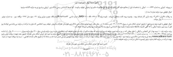 مزایده، مزایده فروش یکدستگاه خودرو سواری پراید 131 سفید