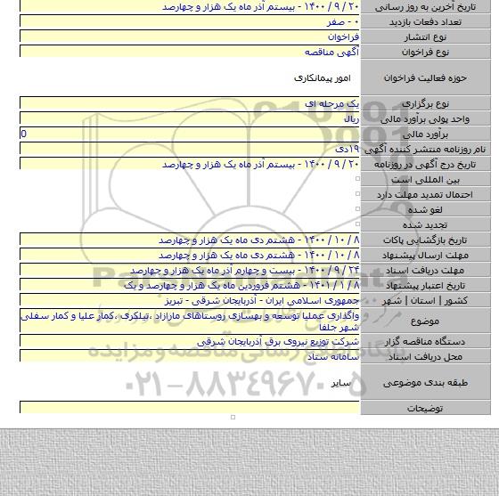 واگذاری عملیا توسعه و بهسازی روستاهای مارازاد ،تیلکری ،کمار علیا و کمار سفلی شهر جلفا