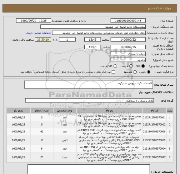 استعلام کاست - کیت - روغن سلیکون