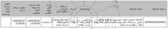 فراخوان ارزیابی کیفی جهت لیست کوتاه ارزیابی کیفی سازندگان طرح نهضت ملی مسکن برای پروژه های سطح استان تهران