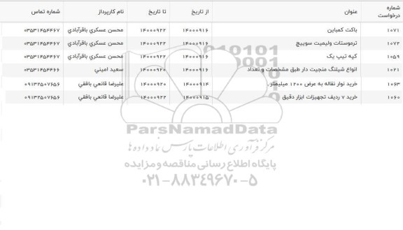 استعلام , استعلام باکت کمباین 
