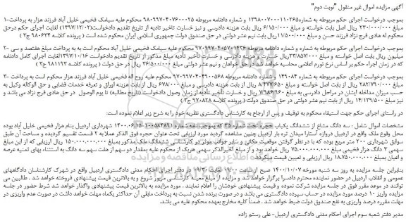 مزایده،مزایده فروش سه دانگ مشاع از ششدانگ یکباب حجره تحت شماره 35 