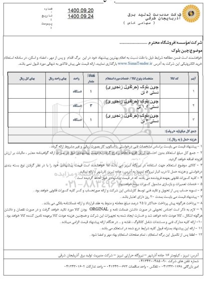 استعلام چین بلوک 