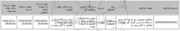 مناقصه عمومی دو مرحله ای خرید دستگاه اسانس گیری گل محمدی مطابق با فایل پیوست
