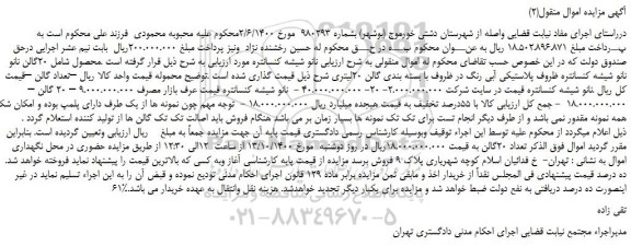 مزایده،مزایده فروش  20گالن نانو نانو شیشه کنسانتره ظروف پلاستیکی آبی رنگ در ظروف با بسته بندی گالن 20لیتری 