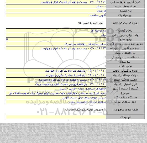 خرید انواع پایه سیمانی چهارگوش جهت مدیریت توزیع نیروی برق شهرستانهای اوز
