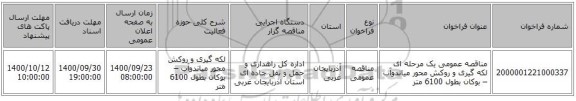 مناقصه عمومی یک مرحله ای لکه گیری و روکش محور میاندوآب – بوکان بطول 6100 متر