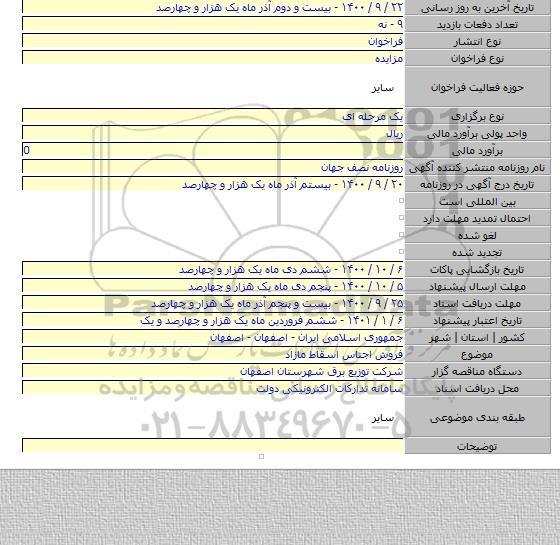 فروش اجناس اسقاط مازاد