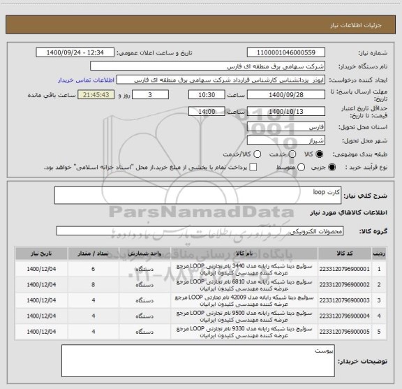 استعلام کارت loop