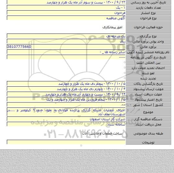 اجرای عملیات شبکه گذاری پراکنده فولادی  به طول حدود ۹ کیلومتر و ....در شهرستان نجف آباد