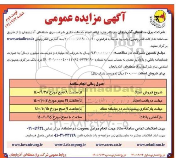 مناقصه انجام خدمات اداری شرکت