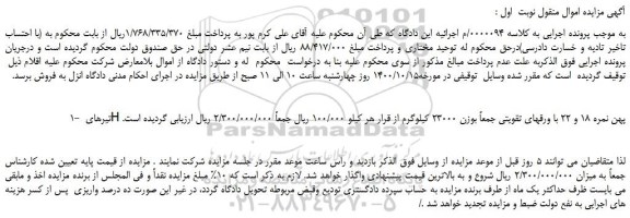 مزایده فروش تیرهای H پهن نمره 18 و 22