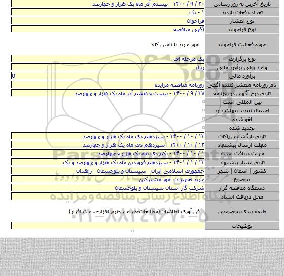 خرید تجهیزات امور مشترکین