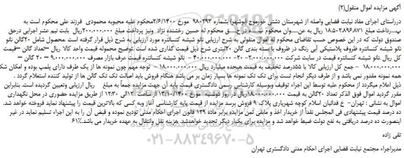 مزایده،مزایده فروش  20گالن نانو نانو شیشه کنسانتره ظروف پلاستیکی آبی رنگ در ظروف با بسته بندی گالن 20لیتری 
