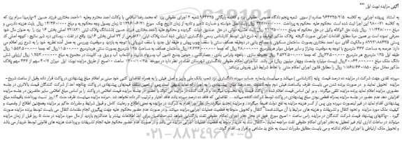 مزایده فروش ششدانگ پلاک ثبتی 72/821