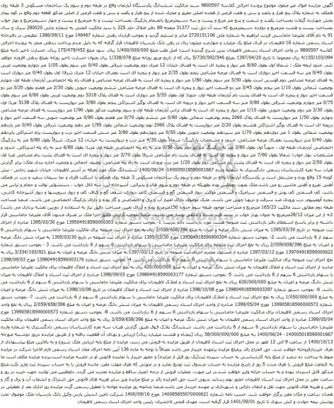 آگهی مزایده ششدانگ یکدستگاه آپارتمان واقع در طبقه دوم و سوم یک ساختمان مسکونی