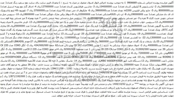 آگهی مزایده یخچال فریزر ساید بای ساید و غیره ...