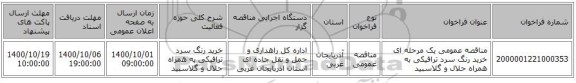 مناقصه عمومی یک مرحله ای خرید رنگ سرد ترافیکی به همراه حلال و گلاسبید