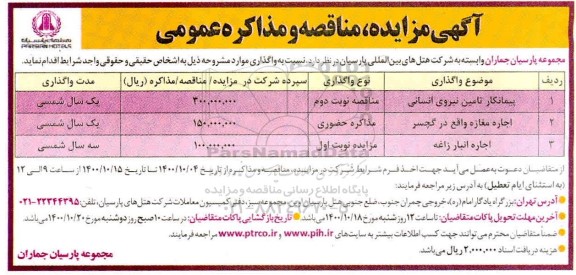 مزایده، مزایده اجاره مغازه ... 