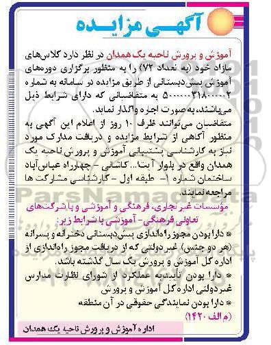 مزایده کلاس های مازاد ود به تعداد 72