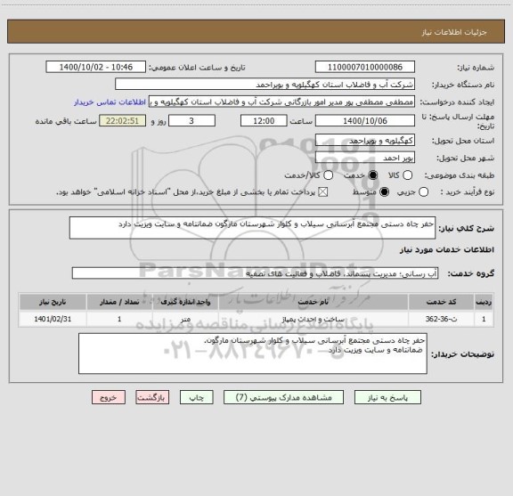 استعلام حفر چاه دستی مجتمع آبرسانی سیلاب و کلوار شهرستان مارگون ضمانتامه و سایت ویزیت دارد