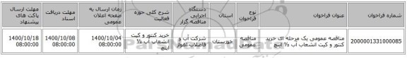 مناقصه عمومی یک مرحله ای خرید کنتور و کیت انشعاب آب ½ اینچ 