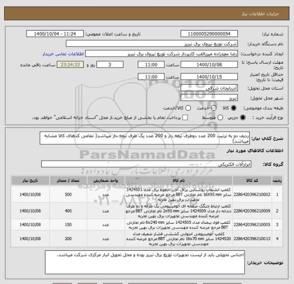 استعلام ردیف دو به ترتیب 200 عدد دوطرف تیغه دار و 200 عدد یک طرف تیغه دار میباشد( تمامی کدهای کالا مشابه میباشد)