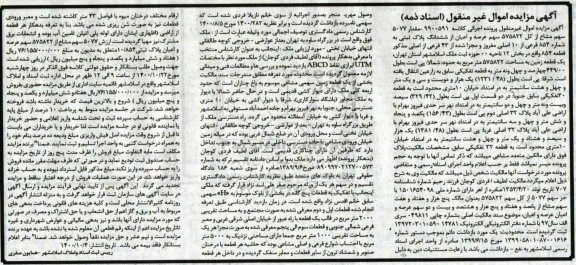 مزایده ششدانگ پلاک ثبتی به شماره 854 فرعی از 10 اصلی 