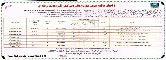 مناقصه احداث بندهای رسوبگیر ...
