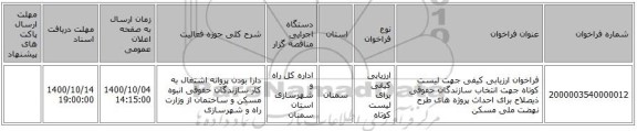 فراخوان ارزیابی کیفی جهت لیست کوتاه جهت انتخاب سازندگان حقوقی ذیصلاح برای احداث پروژه های طرح نهضت ملی مسکن  