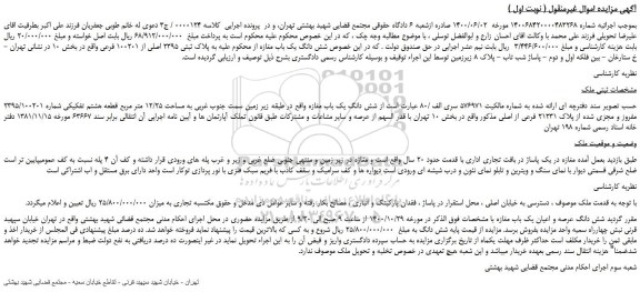 مزایده،مزایده فروش پلاک ثبتی 2395 اصلی از 100201 فرعی