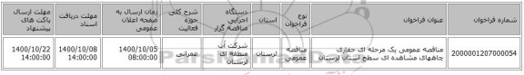 مناقصه عمومی یک مرحله ای حفاری چاههای مشاهده ای سطح استان لرستان