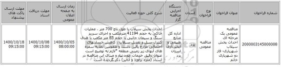 مناقصه عمومی یک مرحله ای احداث پخش سیلاب شهریاری- فاز دو  شهریاری خاتم    