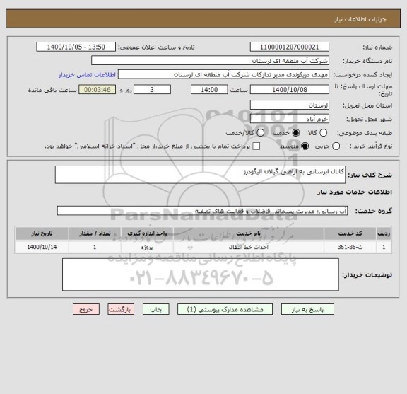 استعلام کانال ابرسانی به اراضی گیلان الیگودرز