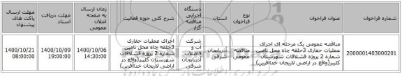 مناقصه عمومی یک مرحله ای اجرای عملیات حفاری 3حلقه چاه محل تامین شماره 2 پروژه قشلاقات شهرستان کلیبر(واقع در اراضی لاریجان خداآفرین) 