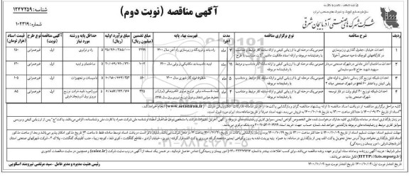 مناقصه، مناقصه احداث خیابان ، جدول گذاری و زیرسازی... - نوبت دوم